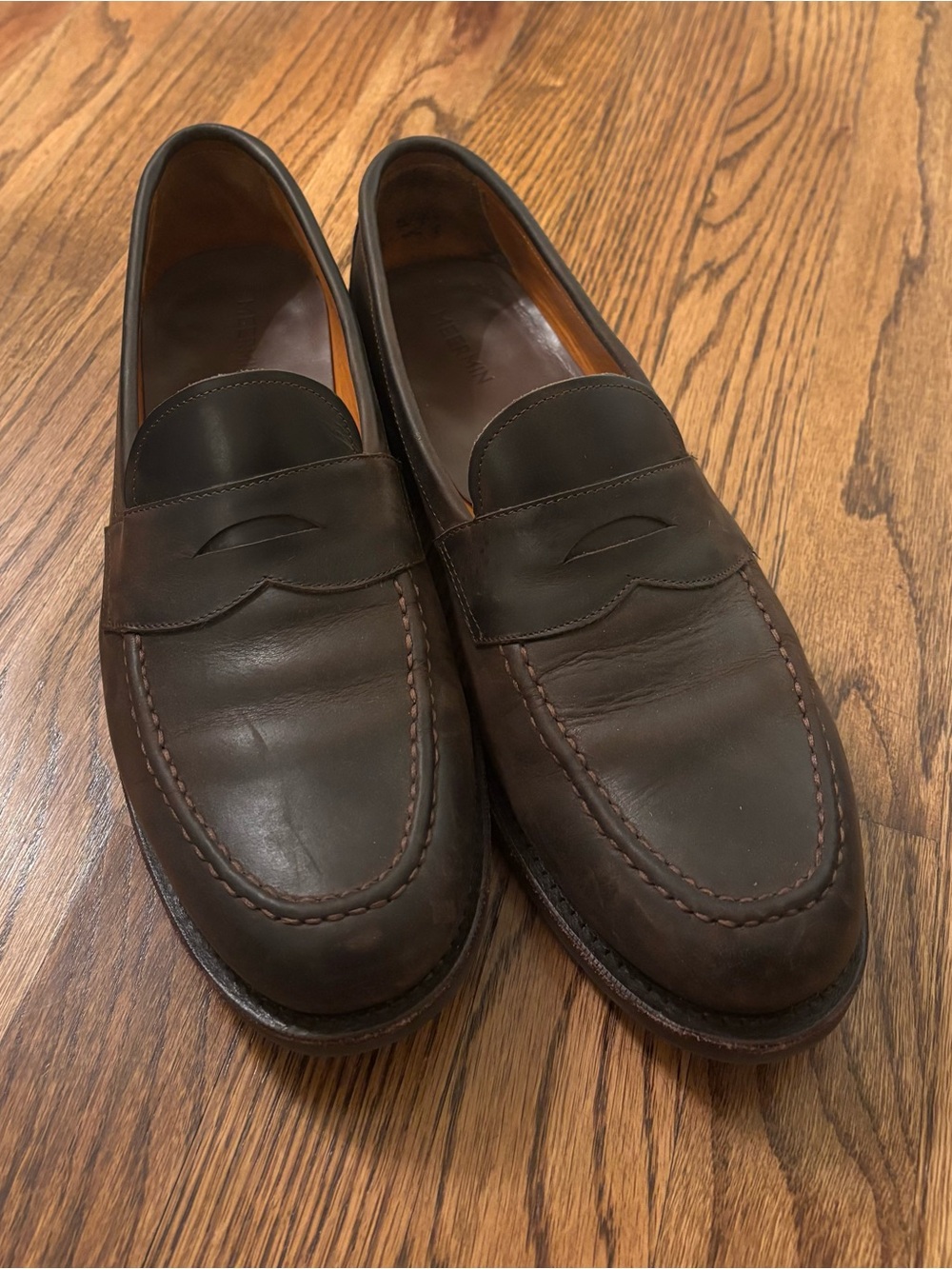 Meermin Brown Leather Penny Loafers